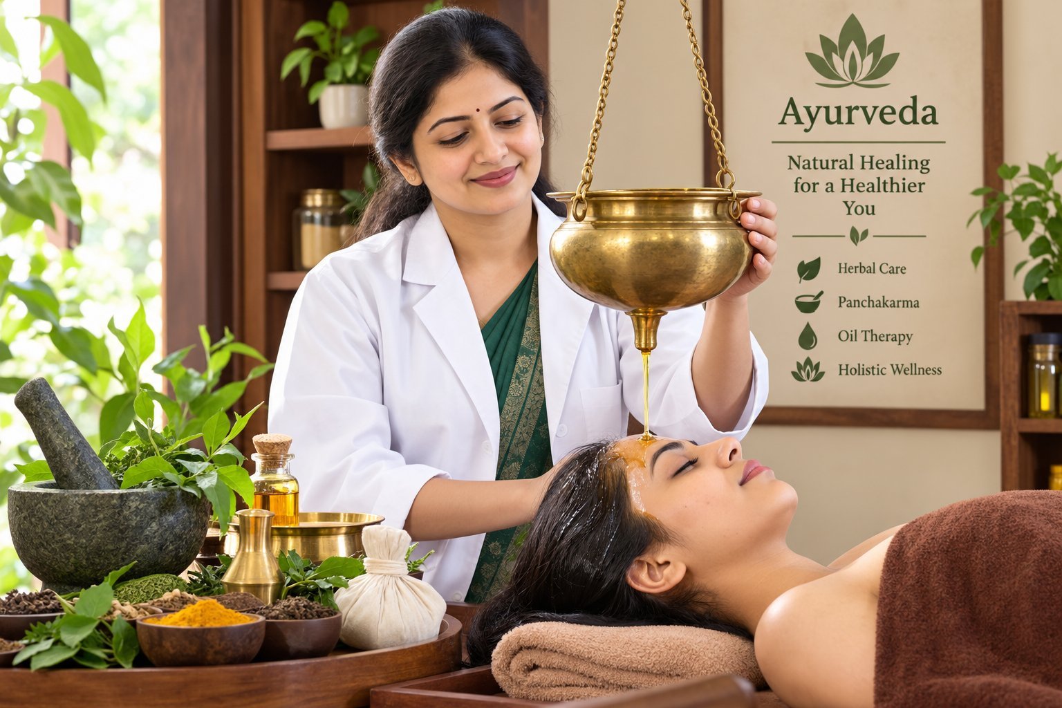Shirodhara Ayurvedic therapy, part of psoriatic arthritis treatment in Chennai